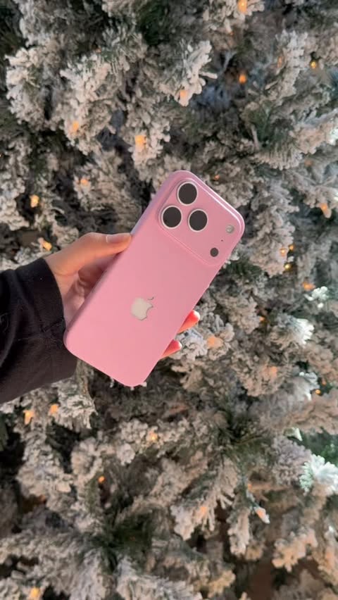 Instagram post by @peachietech for Dbrand. Caption reads: FINALLY THE PINK IPHONE IVE BEEN WANTING....