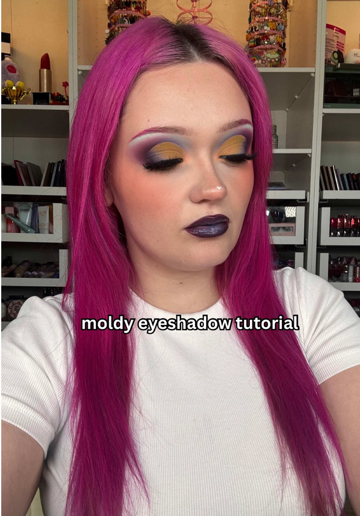TikTok post by @linsmakeuplooks for Blend Bunny Cosmetics. Caption reads: moldy cheese but make it glam @Blend Bunny....