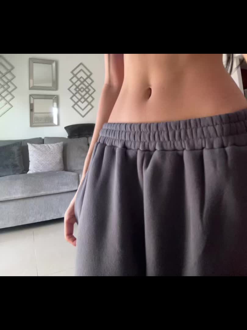 TikTok post by @kalyngx for Edikted. Caption reads: #fit #aesthetics #lowrise #sweatpants....
