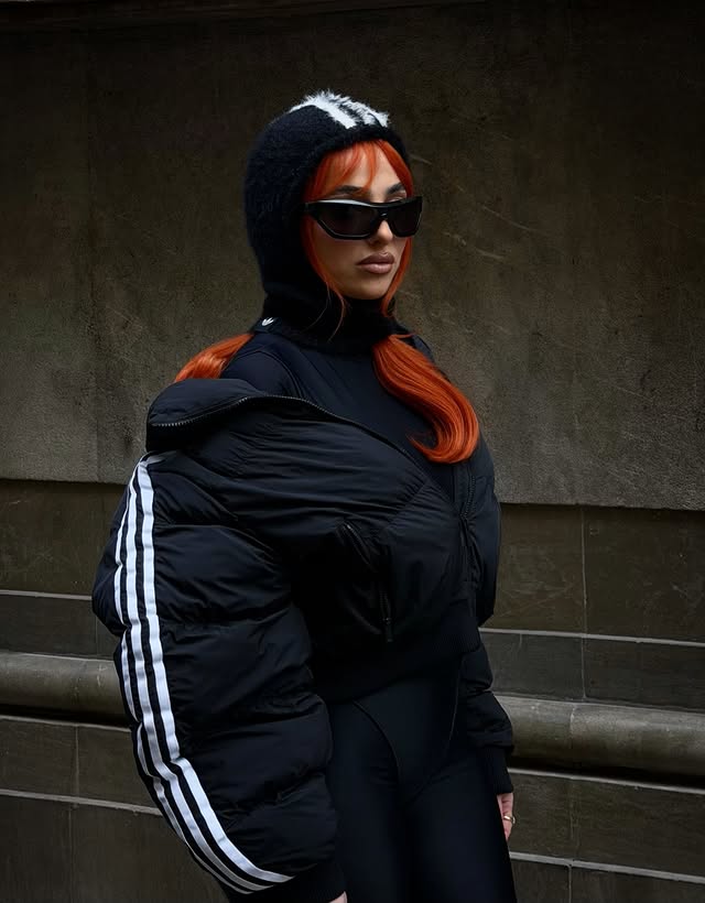 Instagram post by @iam_carla_____ for Skims. Caption reads: [...] stylism by me wearing @gucci / @adidas /....