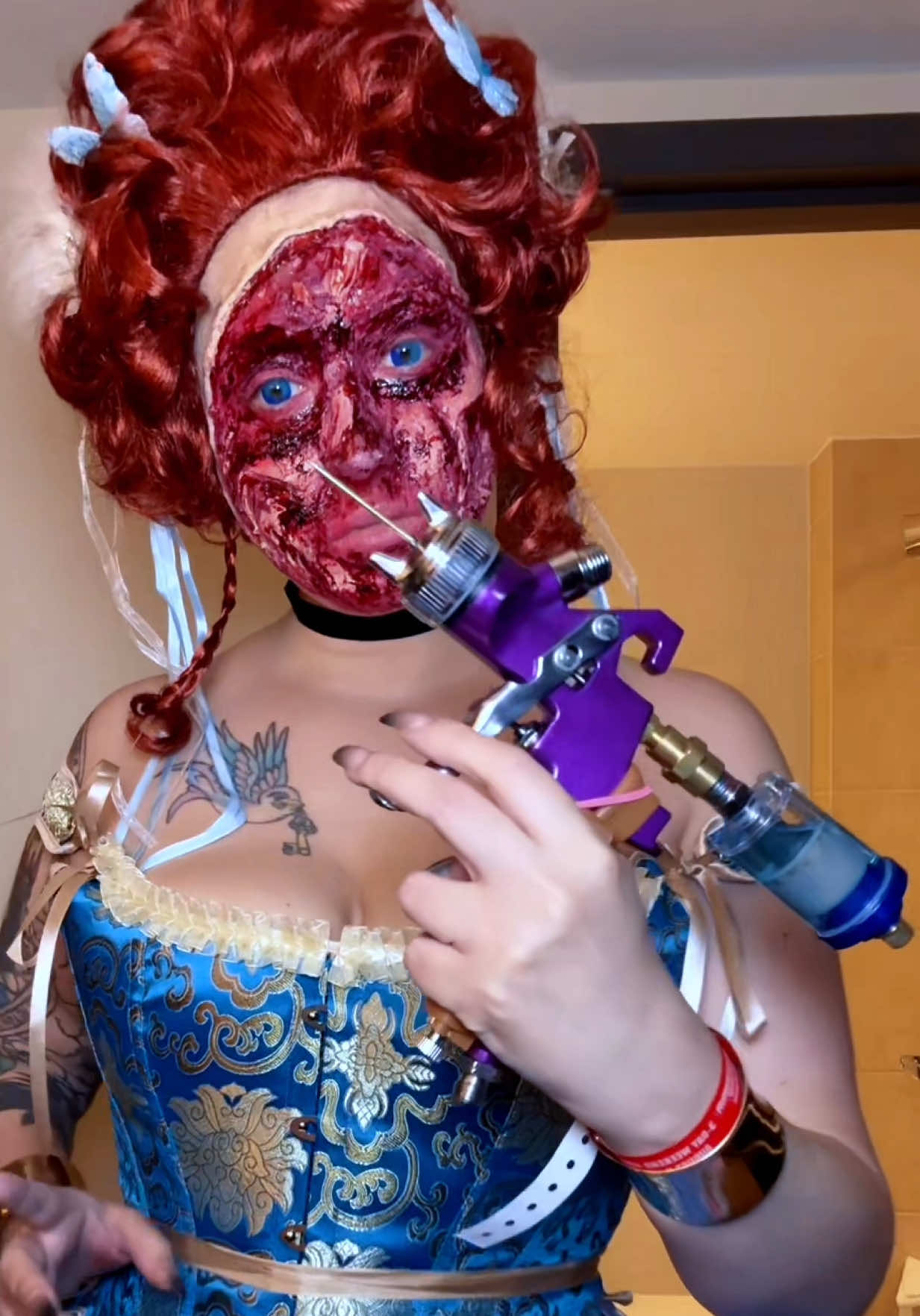 TikTok post by @porcelaindoll13 for Jeffree Star Cosmetics. Caption reads: [...] @graftobianmakeup (skin color) @Jeffree Star....