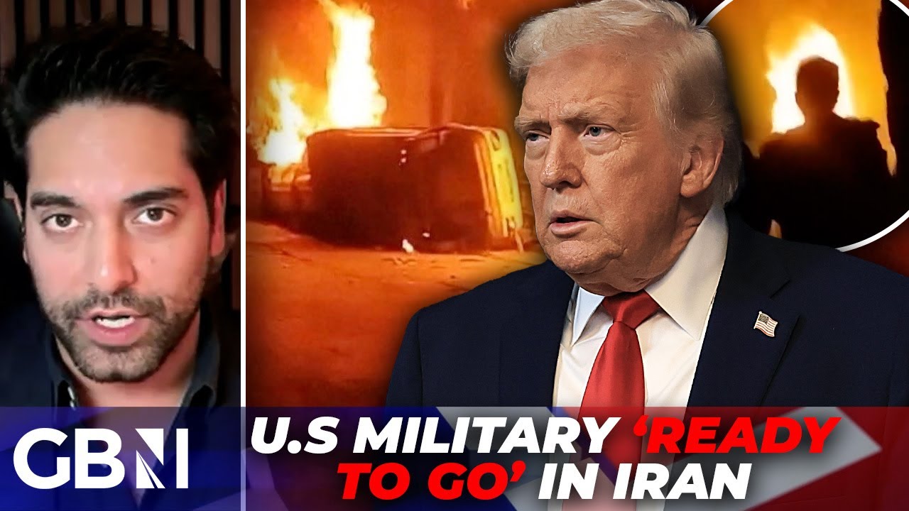 YouTube post by @GBNewsOnline for ExpressVPN. Caption reads: US military 'ready to go' as 'UPRISING' against....