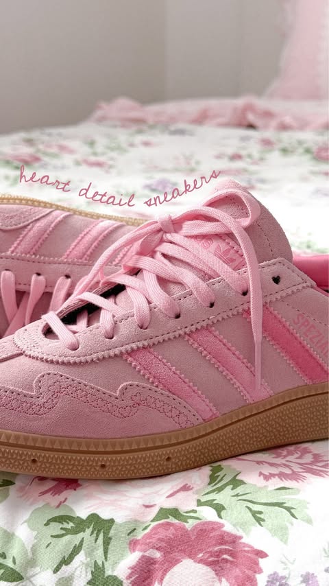 Instagram post by @editionvicki for Foot Locker. Caption reads: [...] #pinkgirlythings #pinkgirl @adidas....