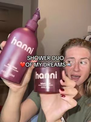 TikTok post by @skincareshay for Hanni Bodycare. Caption reads: best duo out there for a rich girl 😉 @hanni....