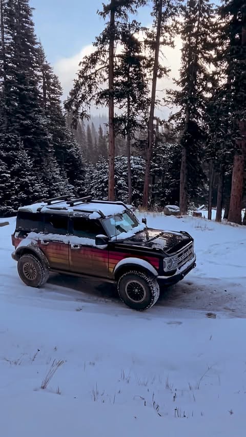 Instagram post by @juliancarr for Ford Bronco. Caption reads: [...] Winter ready. Bring it on.....
