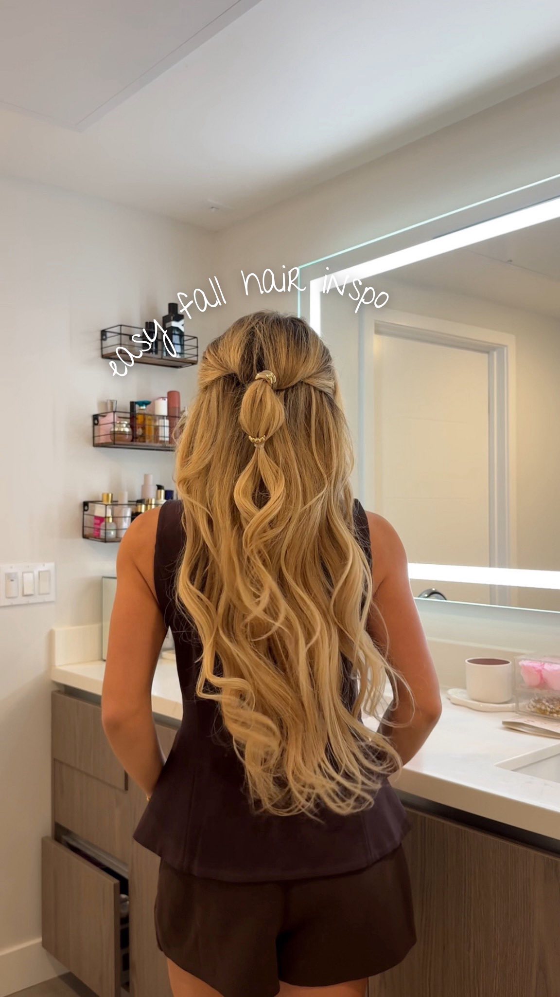 Instagram post by @chloetessmiller for Kitsch. Caption reads: adding gold pony pins = game changer 🌟💛 using....