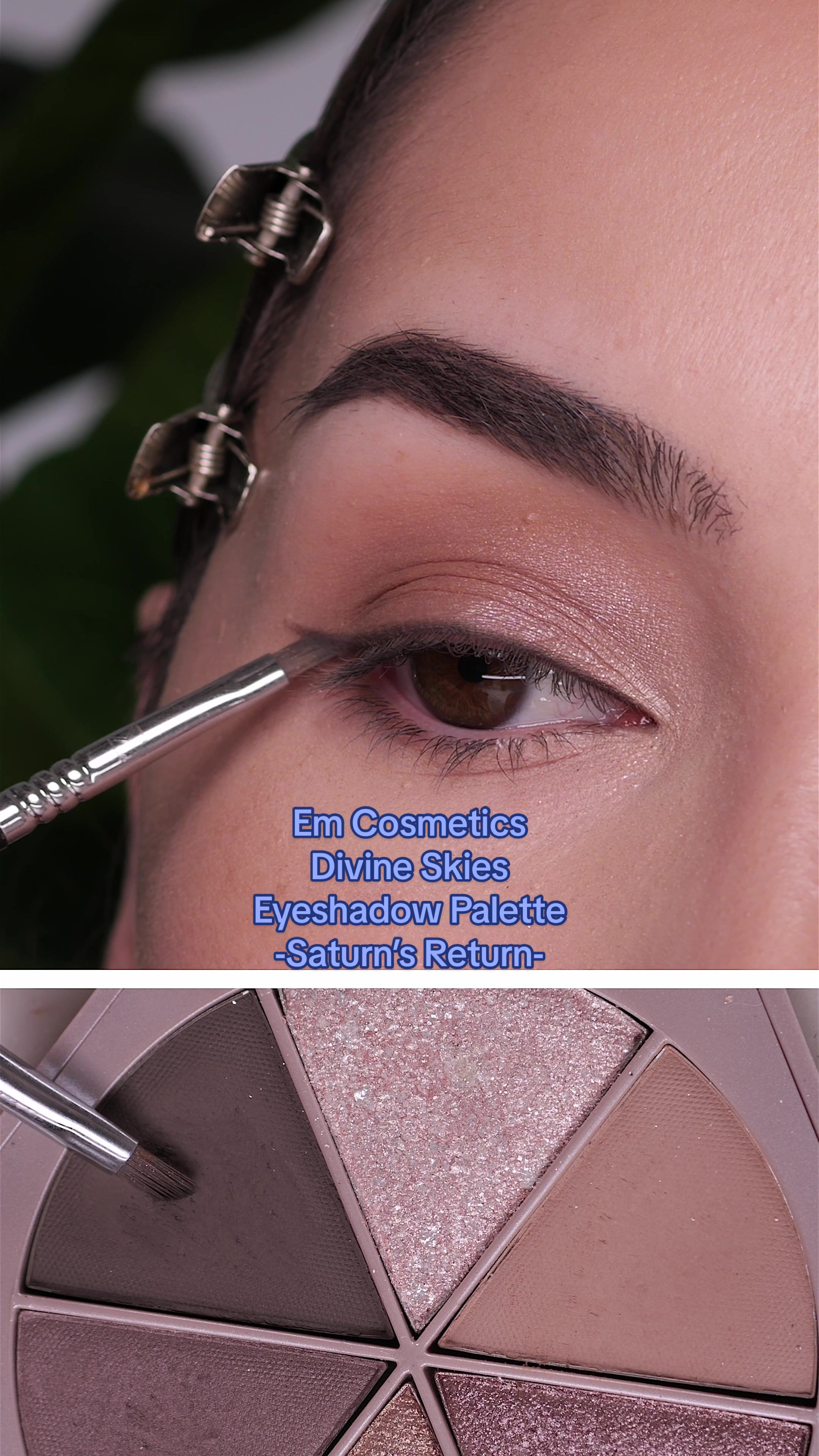 TikTok post by @ashleykaylamakeup for EM Cosmetics. Caption reads: [...] eyeshadow look tutorial using the Em....