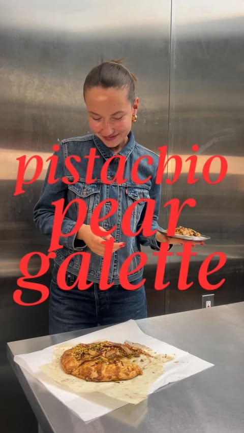 Instagram post by @alaybowker for Givenchy Beauty. Caption reads: a pistachio pear galette infused with rose water,....