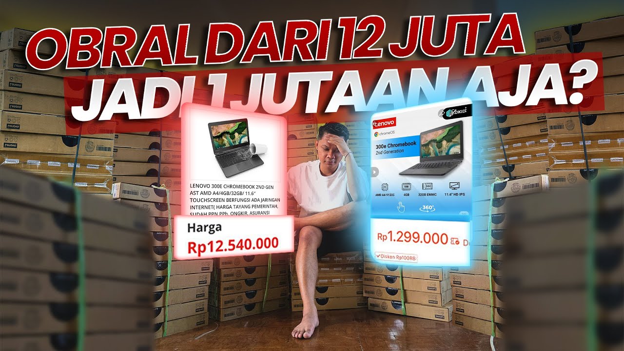 YouTube post by @DKIDchannel for Tokopedia. Caption reads: Laptop Kemendikbud Konoha DIOBRAL ?! Dari 12 Juta....