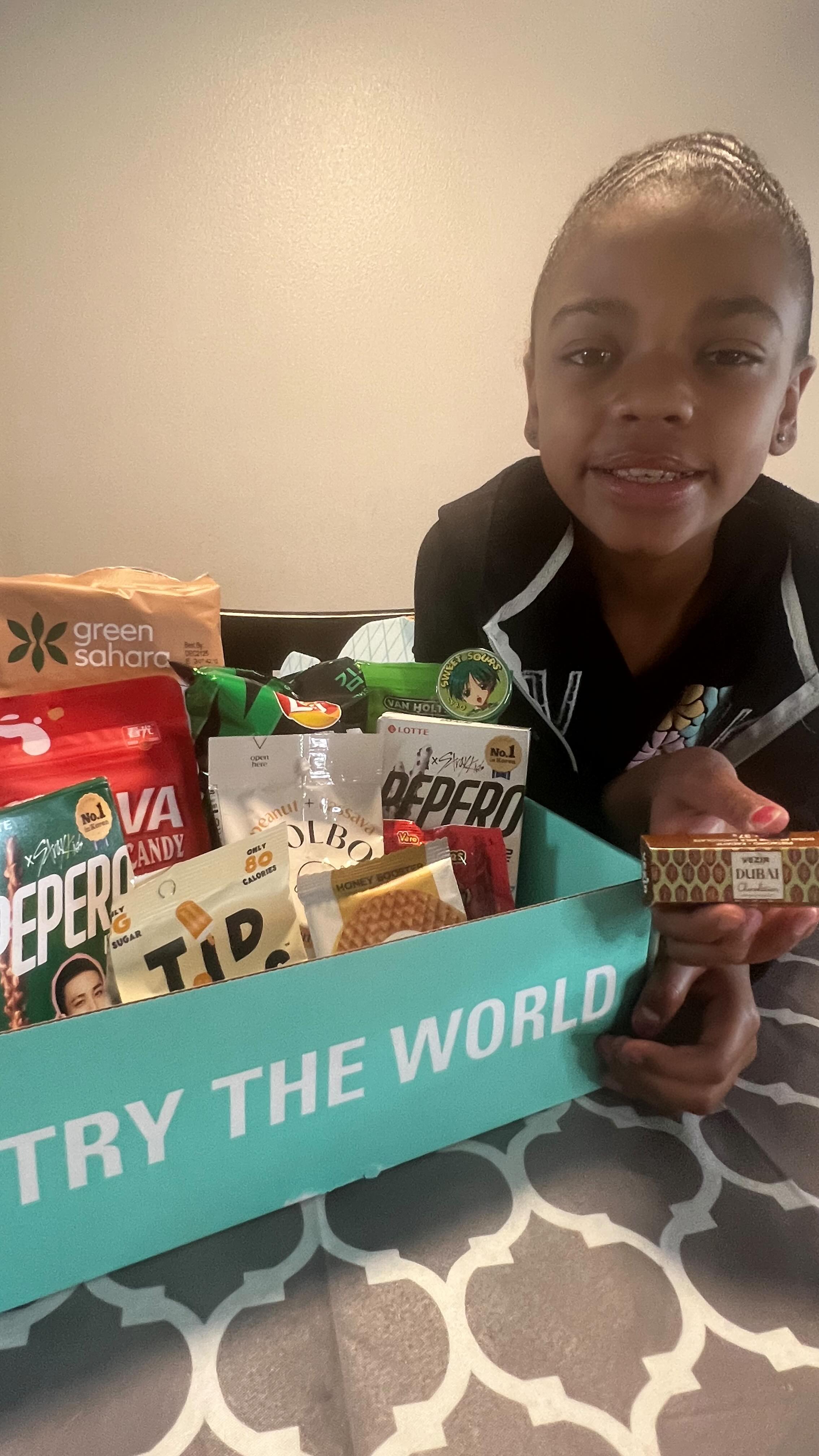 Instagram post by @kieran_renee_03 for Try The World. Caption reads: #gifted Hello everyone, we received this fun snack....