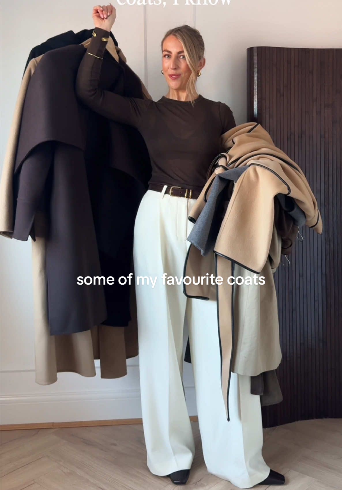 TikTok post by @_katiepeake for LTK. Caption reads: Coats are my weakness 🙊🤎🍂❄️ you can find these....