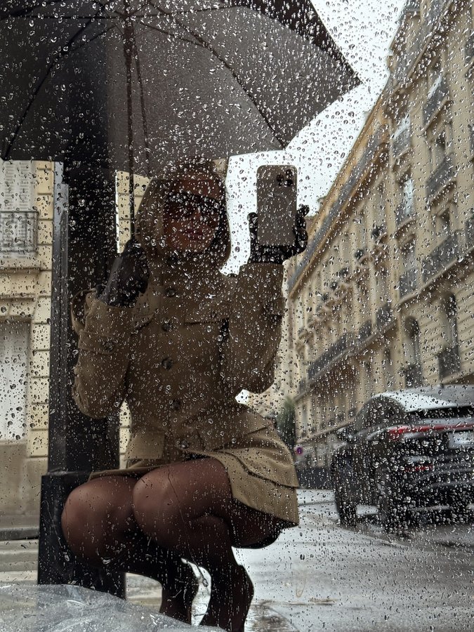 Instagram post by @theresalenaforster for TOM FORD. Caption reads: falling for you like it's autumn.