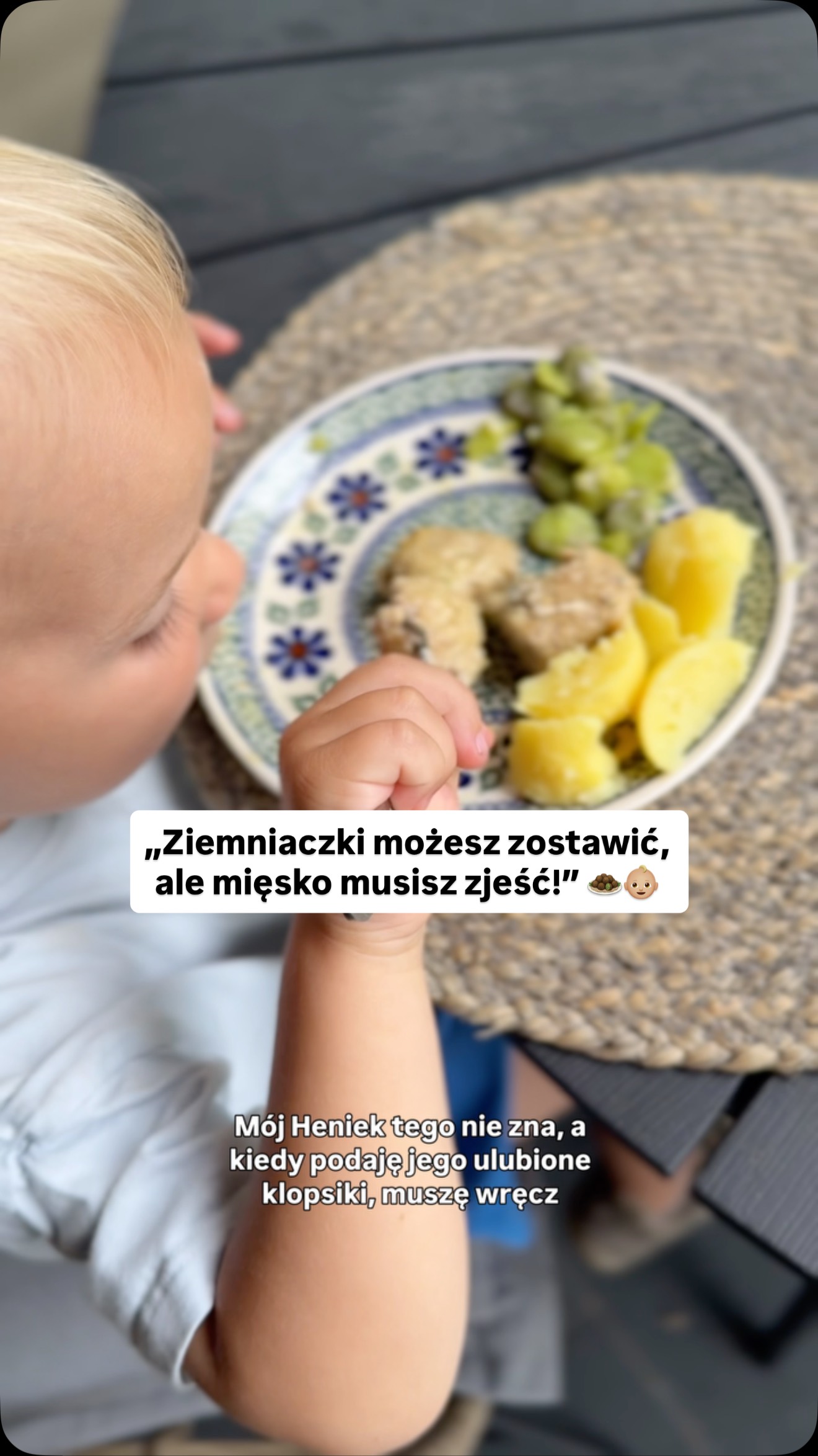 Instagram post by @florazpola for Mięsna Paczka. Caption reads: A u was team klopsiki czy bardziej ziemniaczki? 😁....