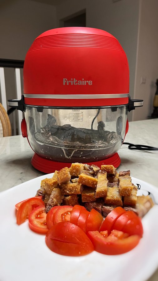 Instagram post by @lecubsusa for Fritaire. Caption reads: [...] made "bagnet" in my new air fryer from....