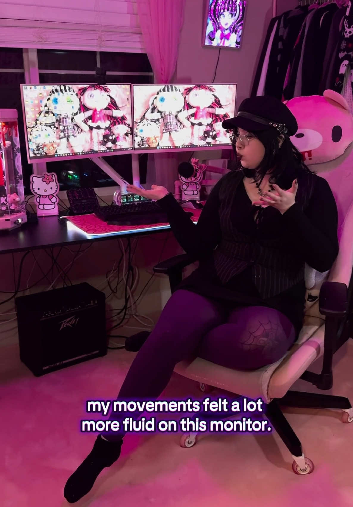 TikTok post by @v4mpire.doll for Pixio Gaming. Caption reads: Christmas came early thanks to @Pixio Gaming 🖥️....