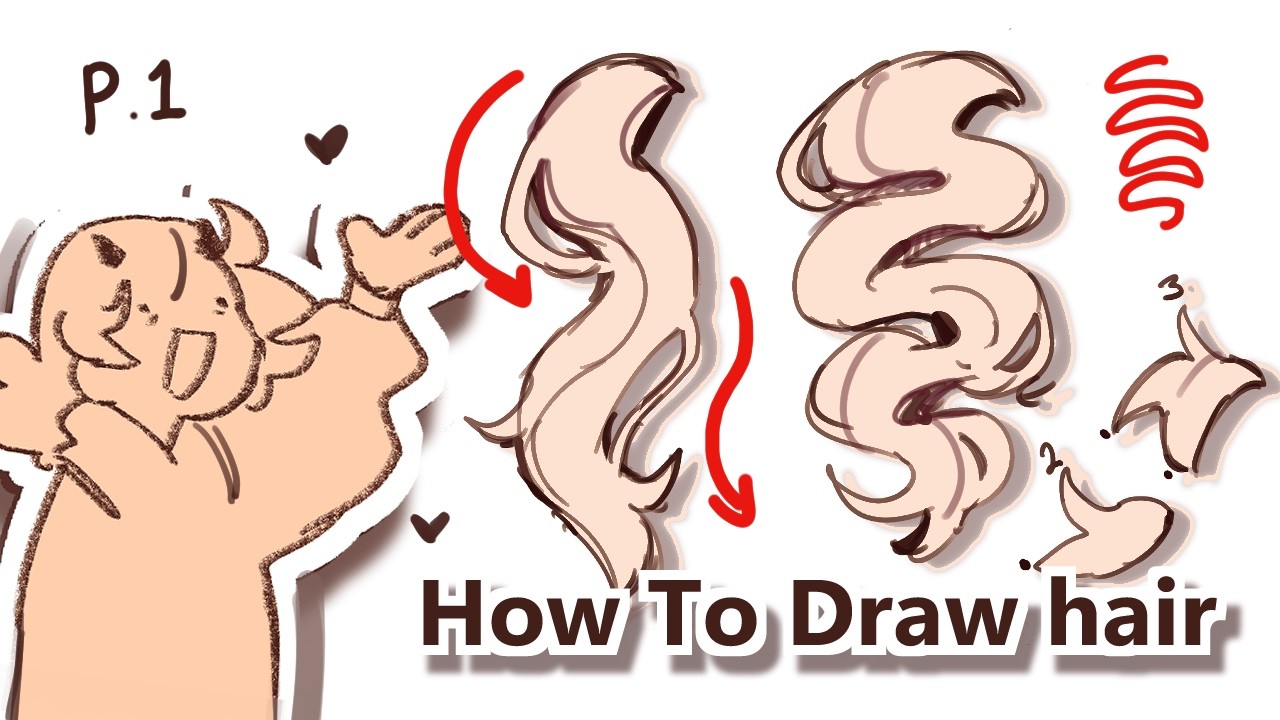 YouTube post by @Bluebescuits for Kittl. Caption reads: How I draw Hair !! pt.1.