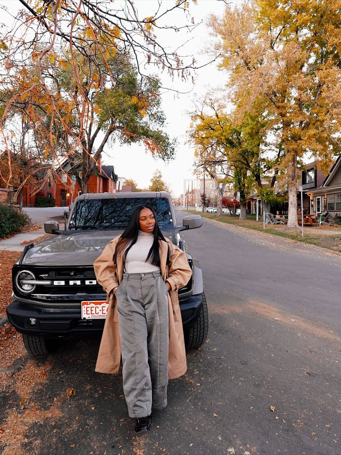 Instagram post by @amanirakeia for Ford Bronco. Caption reads: exactly who she thinks she is and where she needs....