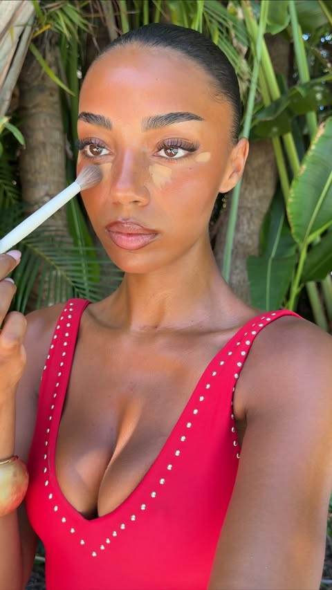 Instagram post by @umajammeh for L'Oréal Paris. Caption reads: Makeup tutorial with a tropical guest 🦎🐸....