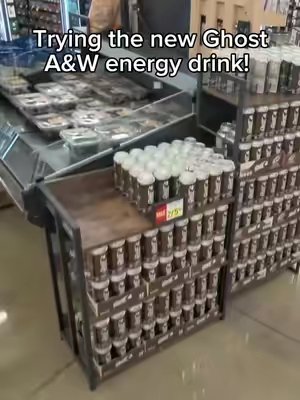 TikTok post by @samplebeast for GHOST Lifestyle. Caption reads: [...] #rootbeer #energy #energydrink @GHOST....