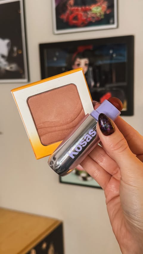 Instagram post by @battybean_ for Kosas. Caption reads: blush combo🐦‍🔥 @kosas vital multistick*....