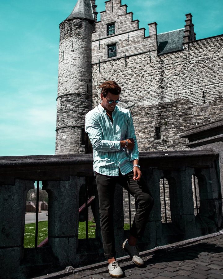 Instagram post by @denzelvantilburg for Men’s Fashion. Caption reads: This fine weather makes me look forward to all the....