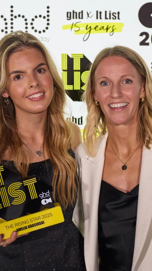 Instagram post by @ameliakrasinskihair for Creative HEAD Magazine. Caption reads: 🌟 The future is bright… 🌟The It List RISING STAR....