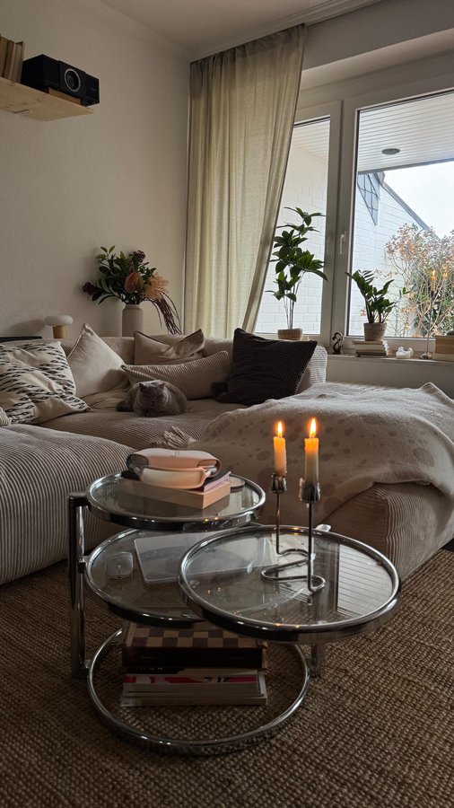 Instagram post by @homebytinatabel for MyDomaine. Caption reads: Skipped through the living room in 5 seconds....