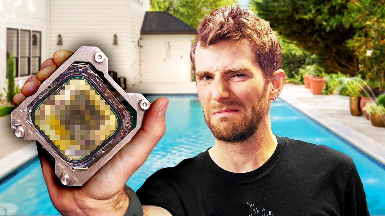 YouTube post by @LinusTechTips for Dbrand. Caption reads: Something is Living in my Pool-Cooled Gaming PC.