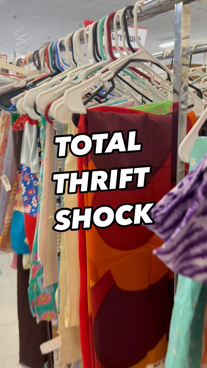 Instagram post by @midmodmarion for Marimekko. Caption reads: THRIFT SHOCK! I still can’t believe I thrifted....