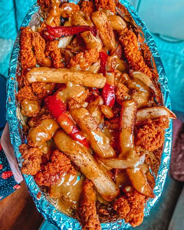 Instagram post by @ems_weightloss24 for Spicentice. Caption reads: @spicentice Salt ‘n pepper chicken and chips 🌶 🍟....