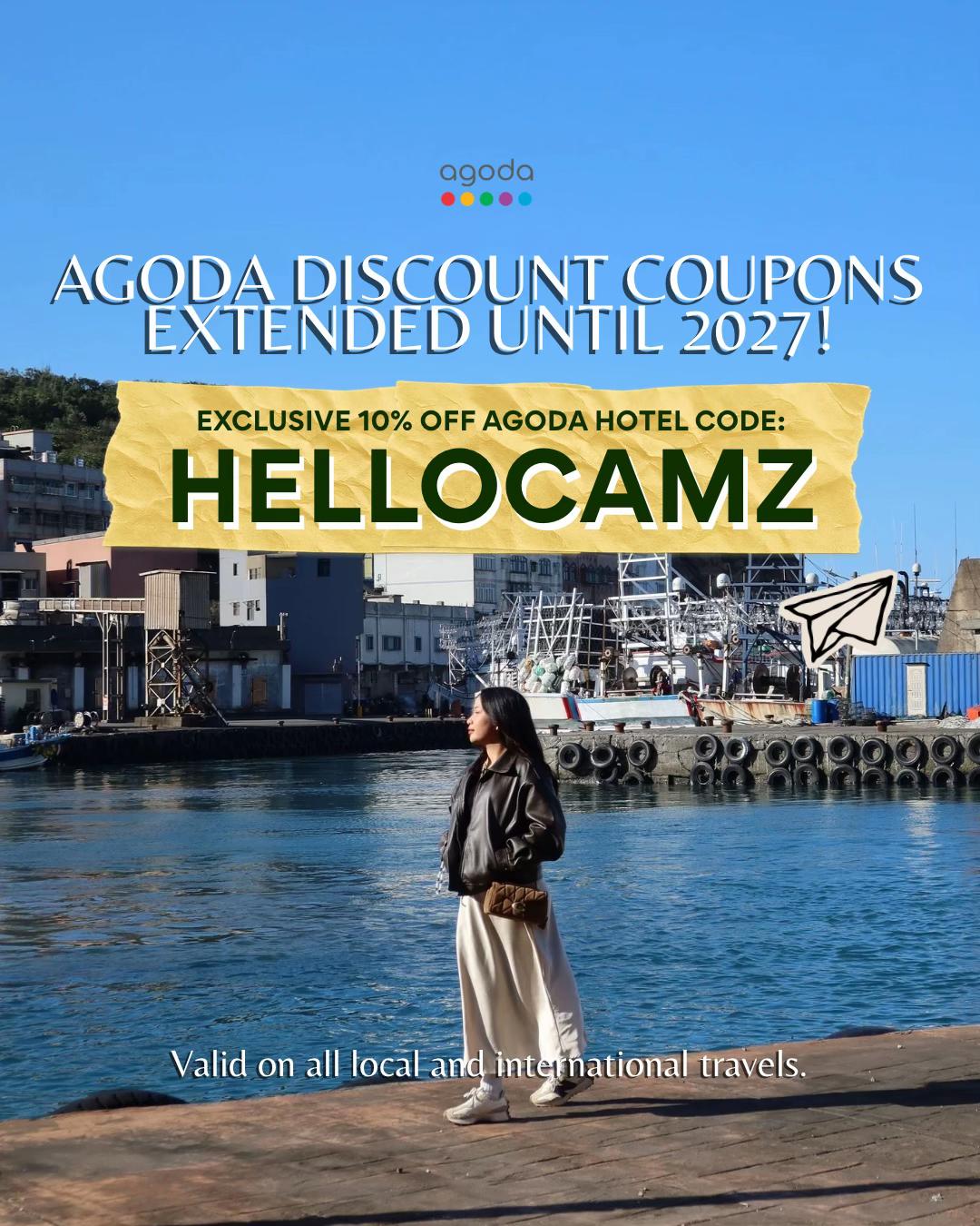 TikTok post by @hello_camz for agoda. Caption reads: [...] 🙈 So excited to share that my exclusive....