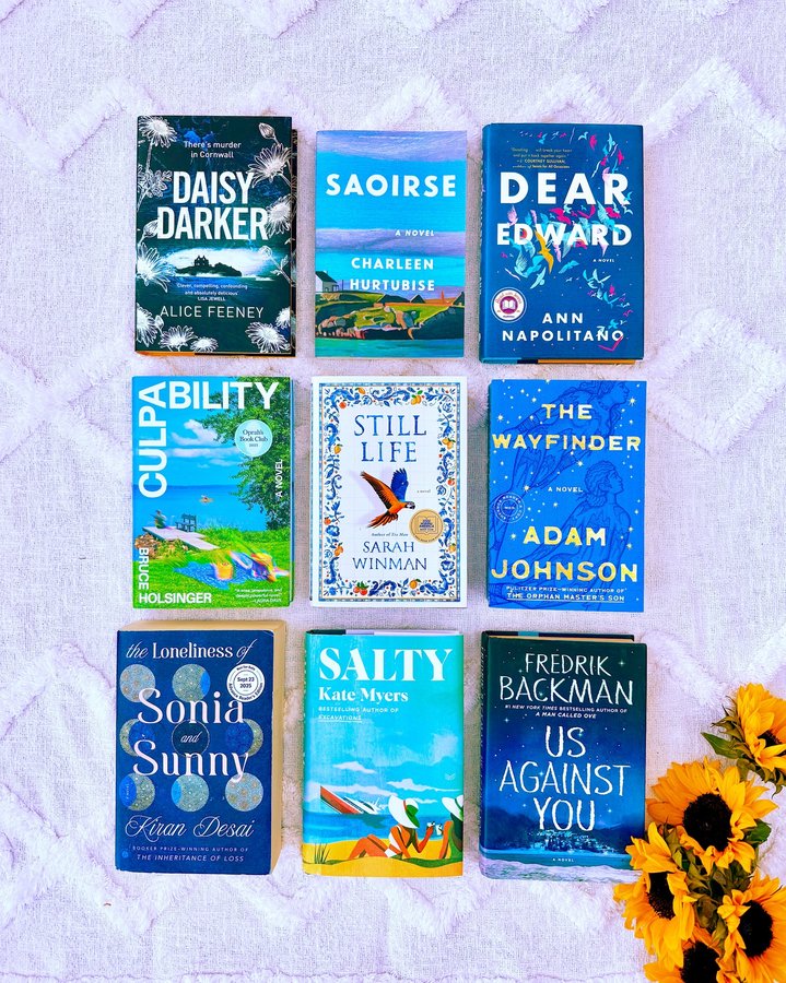 Instagram post by @suethebookie for Celadon Books. Caption reads: Feeling bluesy for this #flatlayfriday and that’s....