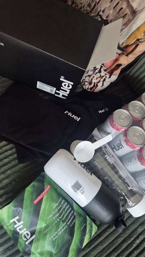 Instagram post by @helenofmanchester for Huel. Caption reads: So @huel are now doing sweatshirts, joggers, [...].