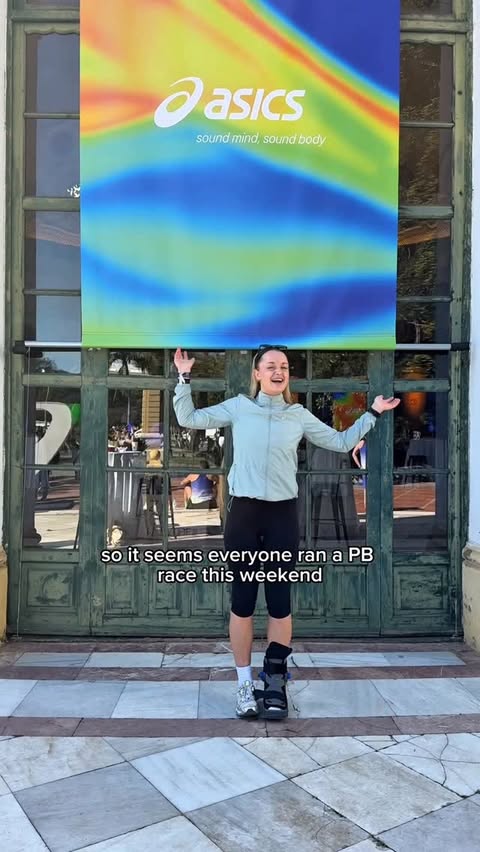 Instagram post by @drbeccasalmon for ASICS. Caption reads: “not all progress is something which can be....