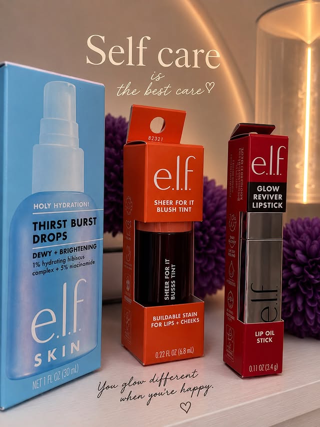Instagram post by @pelin.arikoler for e.l.f. Cosmetics and Skincare. Caption reads: Self-care just got even better. 🤍✨ So grateful to....