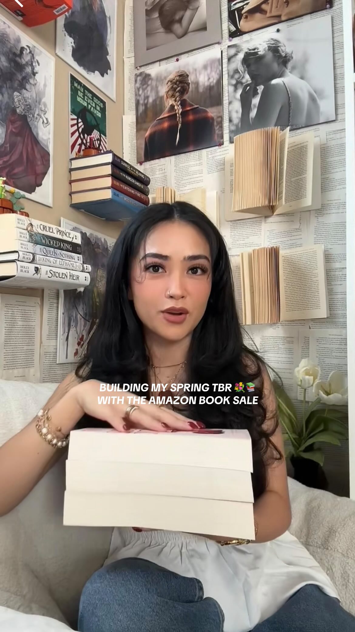 Instagram post by @readingslumped for Amazon Books. Caption reads: this TBR is brought to you by: ✨zero self control....