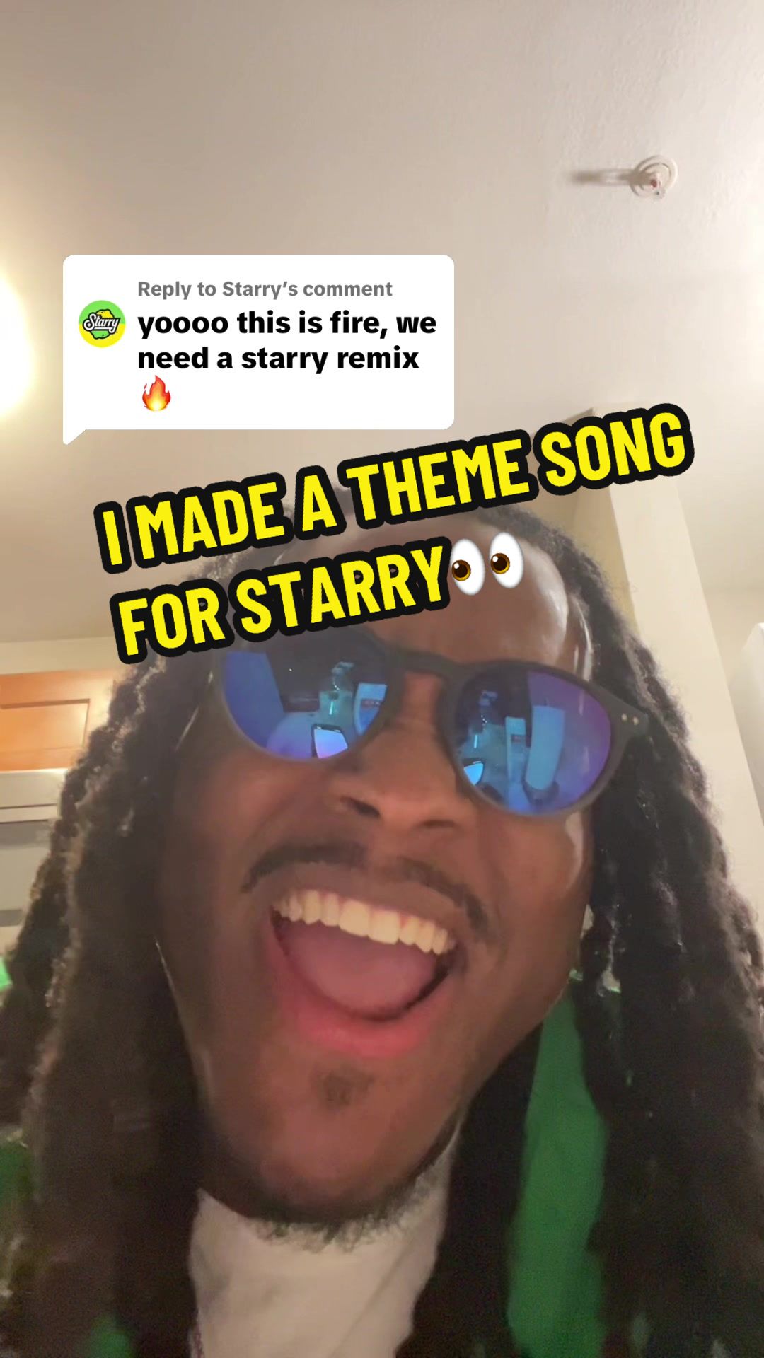 TikTok post by @iambrajon for Starry. Caption reads: Replying to @Starry It’s up and it’s....