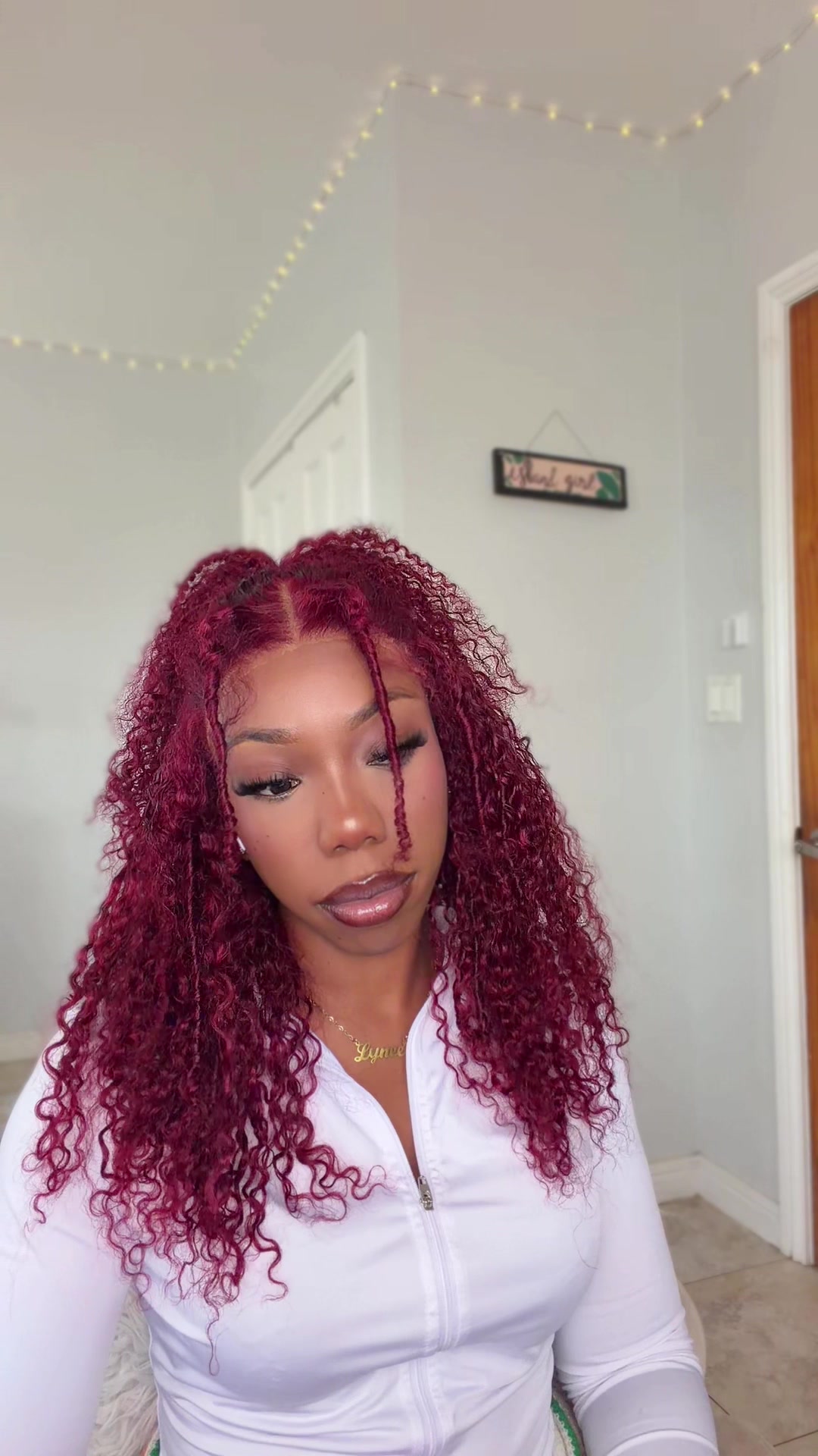 TikTok post by @lynee.a for Amanda Hair. Caption reads: [...] color in a while but this is 💋👌🏾 ✨....