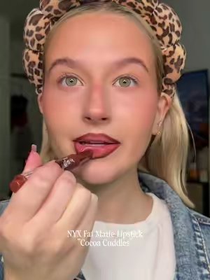 TikTok post by @makeup_by_devvynn for Glossier. Caption reads: [...] shades during the fall🍂 @Glossier @NYX....