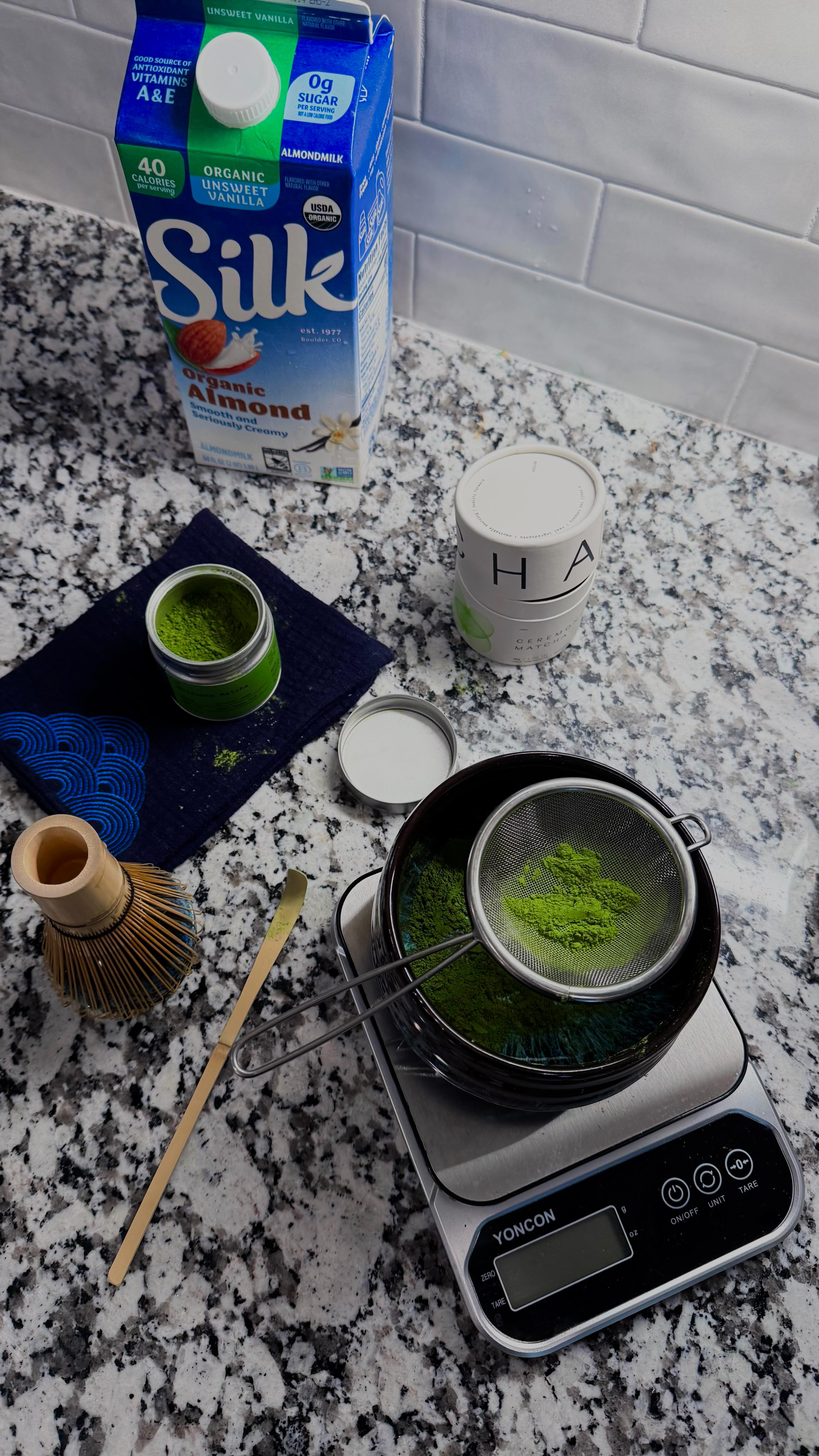 Instagram post by @skyezhia for Dona. Caption reads: ✨The Perfect Matcha Latte Recipe 🫶🏻🍵
Lately,....