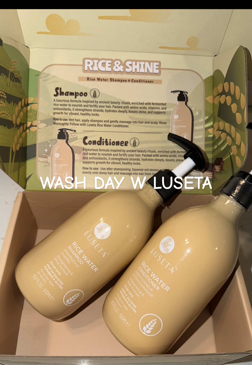TikTok post by @g.abbi12 for Luseta Beauty. Caption reads: [...] my hair feeling super soft! 🧴 @Luseta....