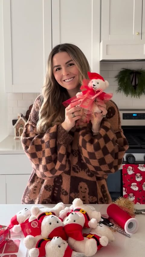 Instagram post by @sierralmiller for Dollar Tree. Caption reads: A beary cute + easy Christmas class gift idea!....