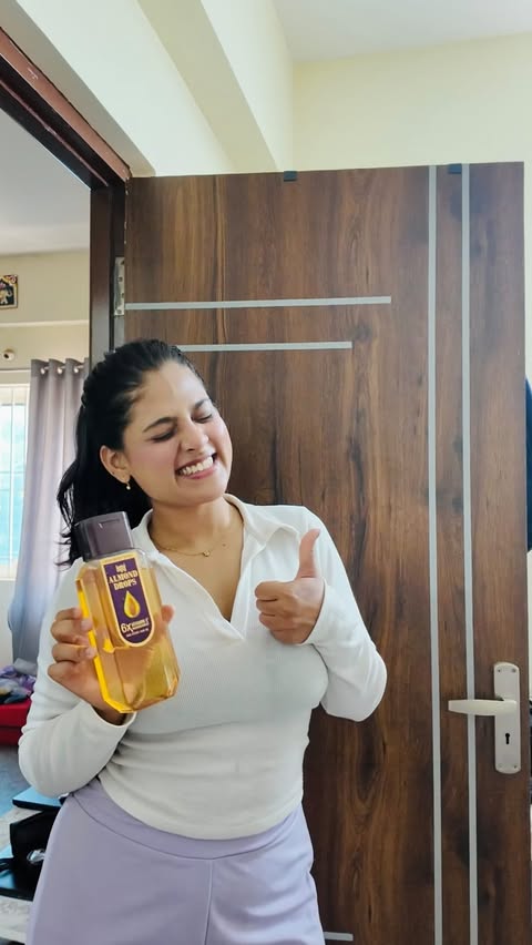 Instagram post by @anishayaarr for Bajaj Almond Drops. Caption reads: [...] A relaxing hair care routine with Bajaj....