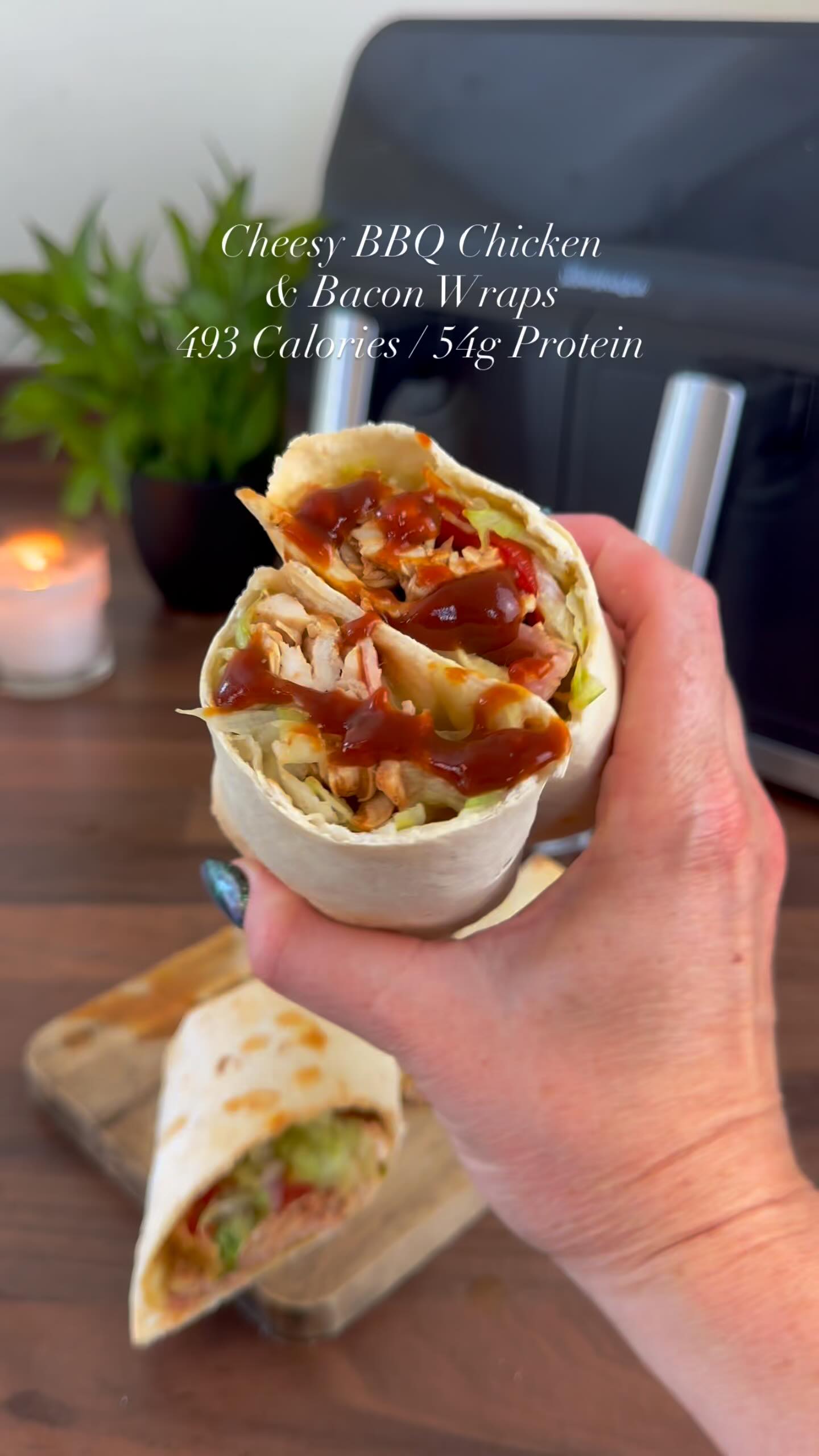 Instagram post by @slimming.gym.and.gin for The Skinny Food Co. Caption reads: Recipe in caption ⬇️ Cheesy BBQ Chicken & Bacon....