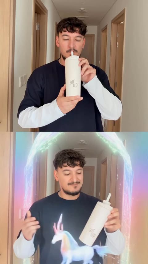 Instagram post by @montez.official for air up. Caption reads: Ich hab da mal ne Frage? 🤔 @airup 
#werbung.