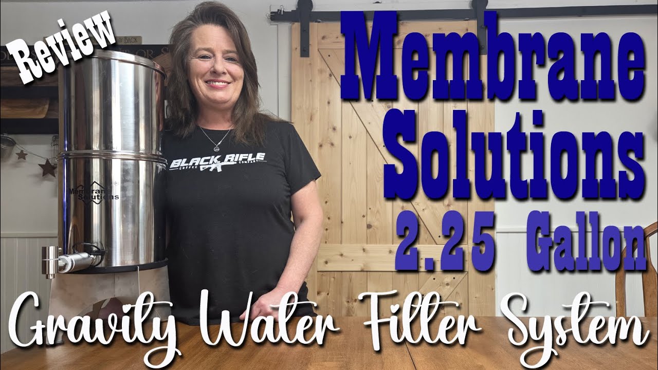 YouTube post by @HomesteadCorner for Wallaby Goods. Caption reads: Membrane Solutions 2.25 Gallon Gravity Water....