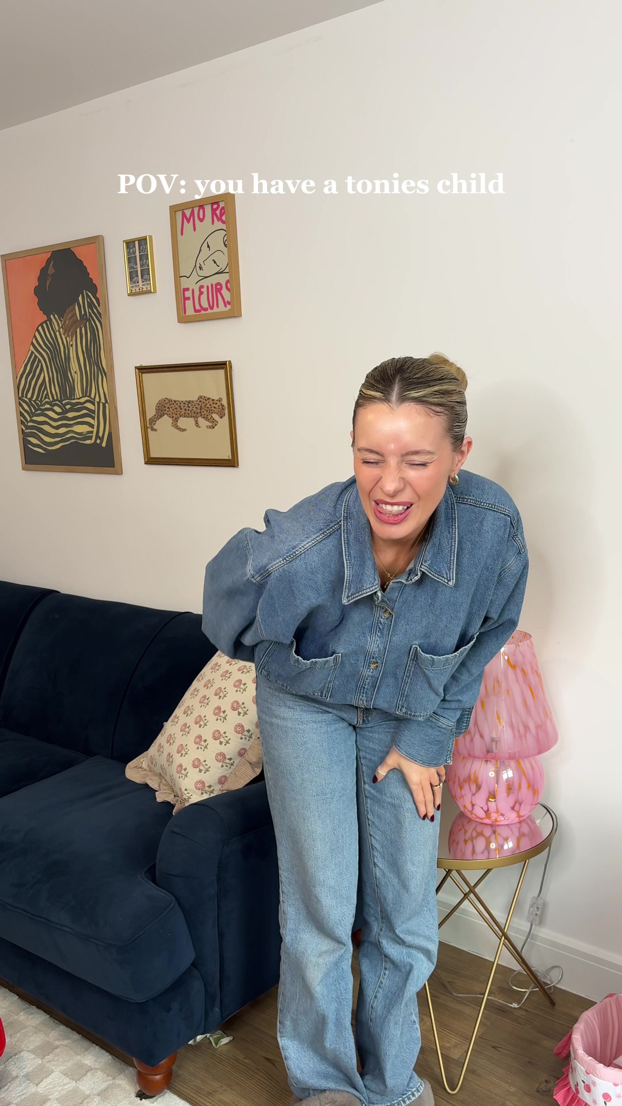 TikTok post by @emilyrosebrewster for tonies. Caption reads: ad. Iykyk @tonies UK parents 🤣 I’ve been trying....