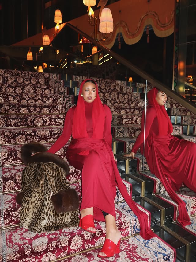 Instagram post by @j.ghaz for Skims. Caption reads: Tonight with @skims 
#skimsdxb ♥️.