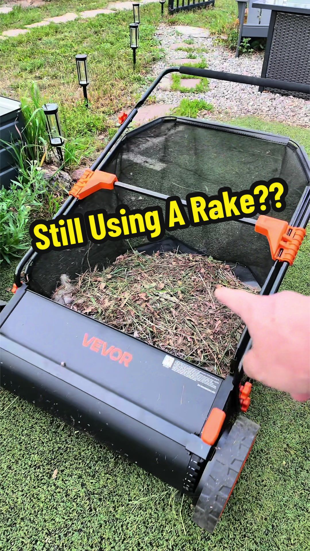 TikTok post by an influencer for VEVOR US. Caption reads: This makes yard work way easier… @VEVOR Store....