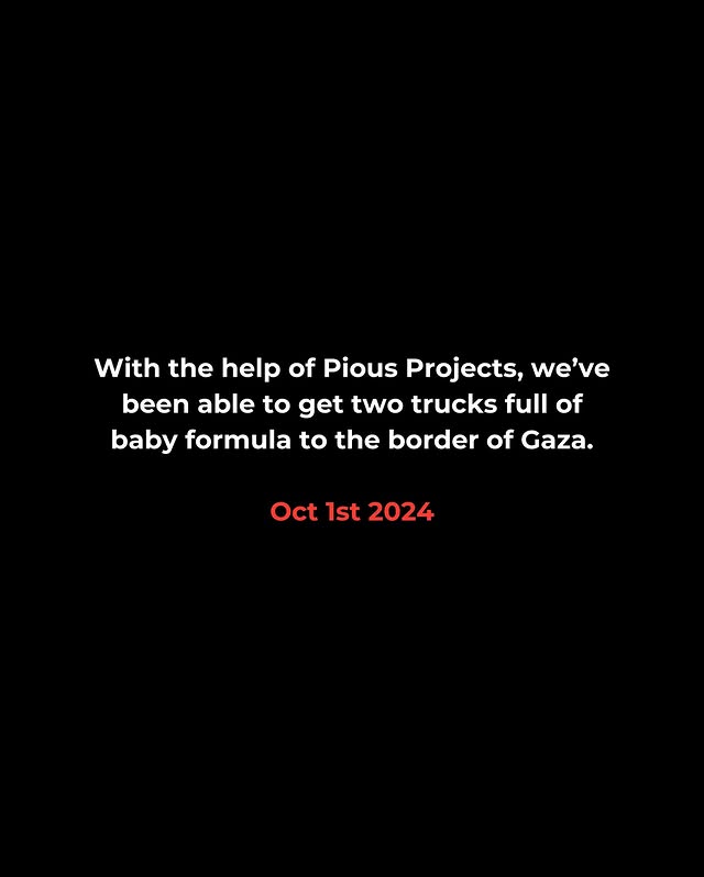 Instagram post by @piousprojects for Wear The Peace. Caption reads: Our two trucks, in partnership with @piousproject....
